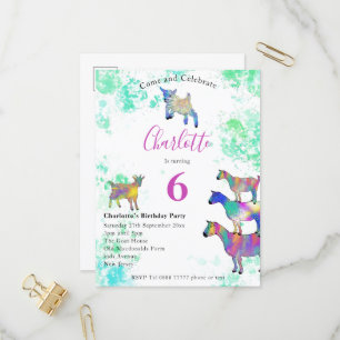 Cute Geiten 6de Verjaardagsfeestje Uitnodiging Briefkaart