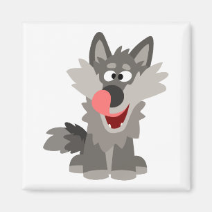 Cute Gekke Cartoon Wolf Magneet