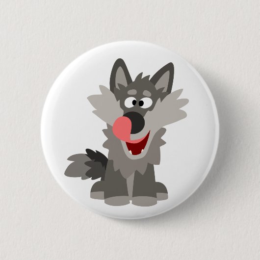 Cute Gekke Cartoon Wolf Ronde Button 5,7 Cm (Voorkant)