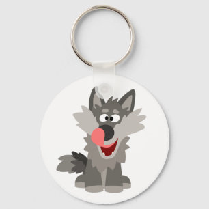 Cute Gekke Cartoon Wolf Sleutelhanger