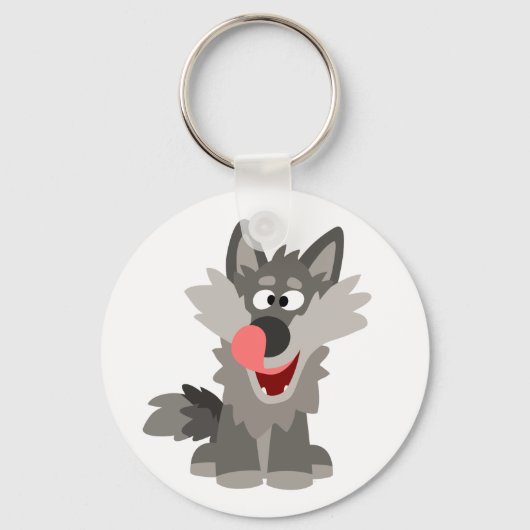 Cute Gekke Cartoon Wolf Sleutelhanger (Voorkant)