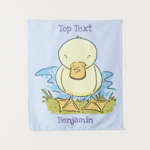 Cute gele baby eendje cartoon illustratie wandkleed