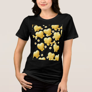 Cute Gele Harten Zwarte Shirt - Zoet Liefdespatroo