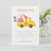 Cute Gele Verjaardagstaart Vrachtwagen voor elke L Bedankkaart (Staand voorkant)