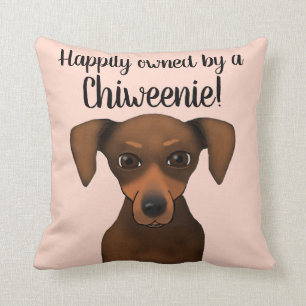 Cute Gelukkig Eigenaar Chiweenie   Chihuahua Dachs Kussen