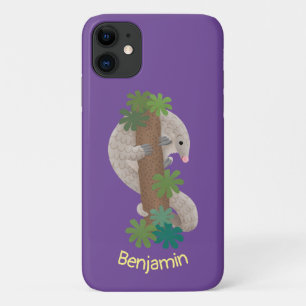 Cute gelukkige schubdier miereneter illustratie iPhone 11 hoesje