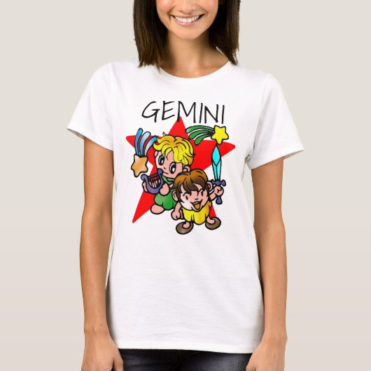 Cute Gemini Cartoon Twins T-shirt (Voorkant)