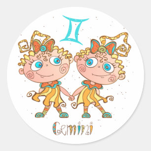 Cute Gemini Twins Ronde Sticker