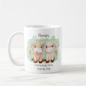 Cute Gemini Twins Waterverf Bull Zodiac Monogram Koffiemok (Links)