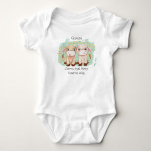 Cute Gemini Twins Waterverf Bull Zodiac Romper