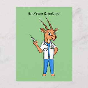 Cute Gemsbok antelope dokter cartoon Briefkaart