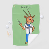 Cute Gemsbok antelope dokter cartoon Golfhanddoek (Insitu)
