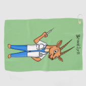 Cute Gemsbok antelope dokter cartoon Golfhanddoek (Horizontaal)