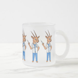 Cute Gemsbok antelope dokter cartoon Matglas Koffiemok
