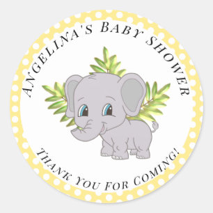 Cute Gender Neutral Baby shower Bedankt Elephant Ronde Sticker