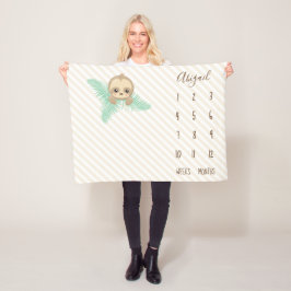 Cute Gender Neutral Baby Sloth Baby Milestone Fleece Deken