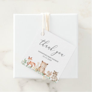 Cute Gender Neutral Woodland Animals Baby shower Bedankjes Labels