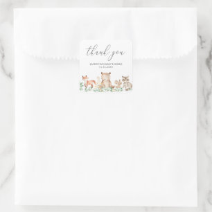 Cute Gender Neutral Woodland Animals Baby shower Vierkante Sticker