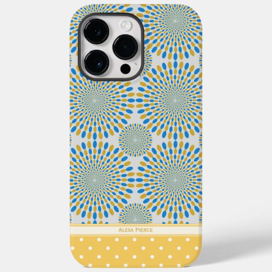 Cute Geometric Abstract Blue & Yellow Personated Case-Mate iPhone Case (Achterkant)