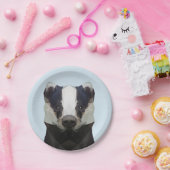 Cute geometric badger roze paper bord (Feest)