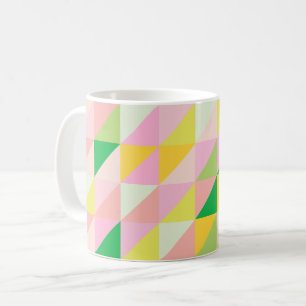 Cute Geometric Patchwork Pattern in Spring Colors Koffiemok