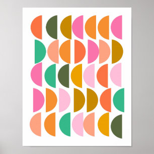 Cute Geometric Pattern in Modern Holiday Colors Poster