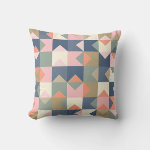 Cute Geometric Pattern in Stylish Navy and Coral Buitenkussen