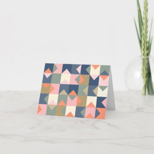 Cute Geometric Pattern in Stylish Navy and Coral Notitiekaartje