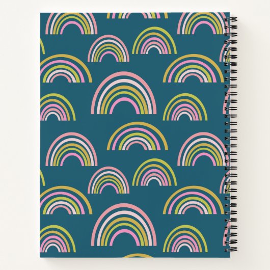 Cute Geometric Rainbows in Blue Personalized Notitieboek (Achterkant)