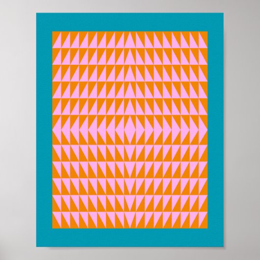 Cute Geometric Shape Pattern Pink Oranje Turquoise Poster (Voorkant)
