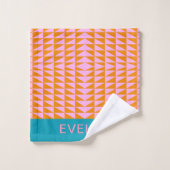 Cute Geometric Shape Pink Turquoise Personalized Bad Handdoek (Wasdoekje)