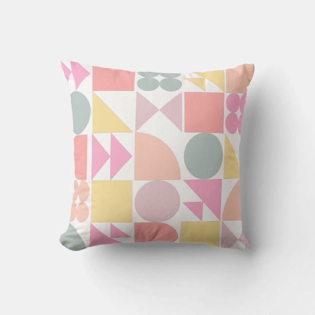 Cute Geometric Shapes Pattern in Soft Pastels Kussen (Voorkant)