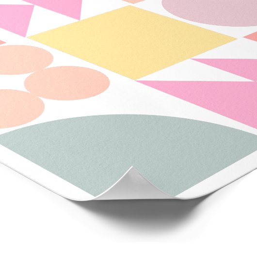 Cute Geometric Shapes Pattern in Soft Pastels Poster (Hoek)