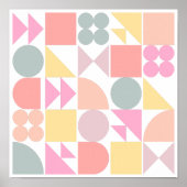 Cute Geometric Shapes Pattern in Soft Pastels Poster (Voorkant)