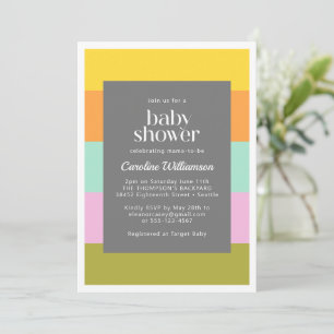 Cute Geometric Stripes Bright Pastels Baby shower Kaart
