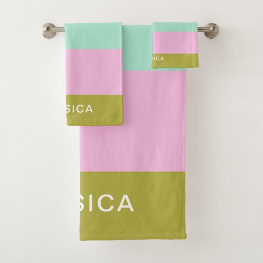 Cute Geometric Stripes Bright Pastels Personalized Bad Handdoek (Insitu)