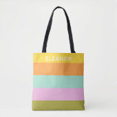 Cute Geometric Stripes Bright Pastels Personalized Draagtas (Voorkant)