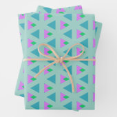 Cute Geometric Triangle Pattern Turquoise Paars Inpakpapier Vel (In situ)