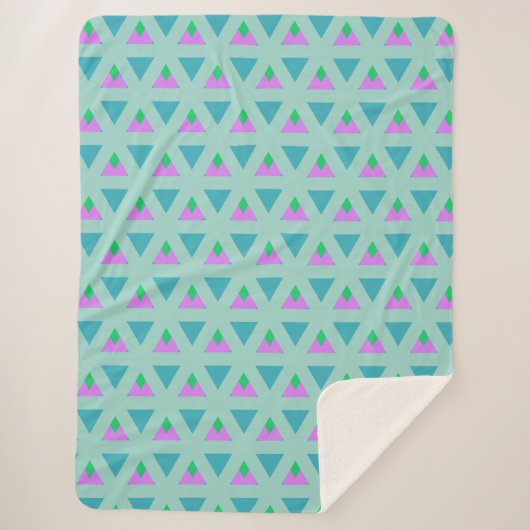 Cute Geometric Triangle Pattern Turquoise Paars Sherpa Deken (Voorkant)