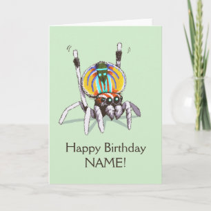 Cute Gepersonaliseerd Peacock Spider Happy Birthda Kaart