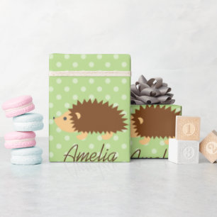 Cute gepersonaliseerde egel polkadot inpakpapier