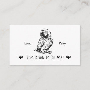 Cute Gepersonaliseerde Papegaai Huwelijksdrankkaar Informatiekaartje