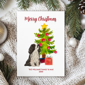 Cute Gepersonaliseerde Spaniel Hond Kerstmis Feestdagenkaart