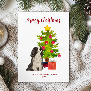 Cute Gepersonaliseerde Spaniel Hond Kerstmis Feestdagenkaart