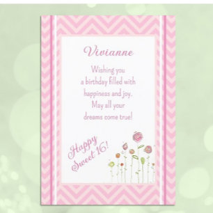 Cute, gepersonaliseerde Sweet 16 verjaardagskaart Kaart