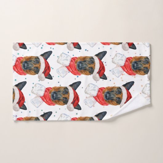Cute German Shepherd Dog Christmas Pattern Handdoek (Handdoek)