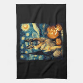 Cute German Shepherd Dog Halloween Jack O Lantern Theedoek (Verticaal)