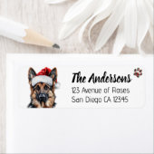 Cute German Shepherd Dog with Santa Hat Etiket (Insitu)