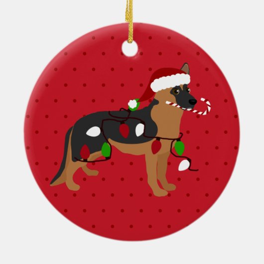 Cute German Shepherd Kerstmis Keramisch Ornament (Achterkant)