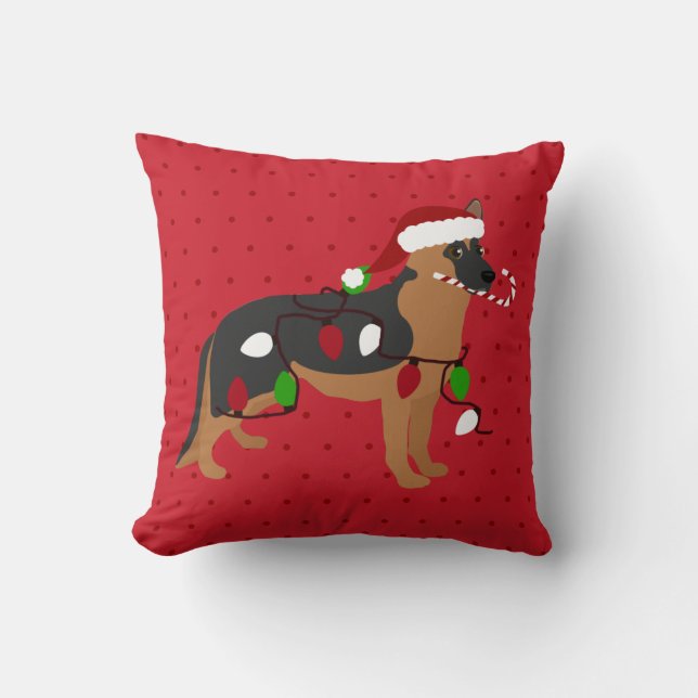 Cute German Shepherd Kerstmis Kussen (Voorkant)
